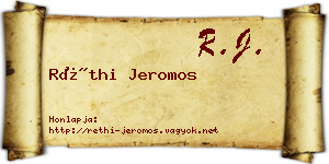 Réthi Jeromos névjegykártya
